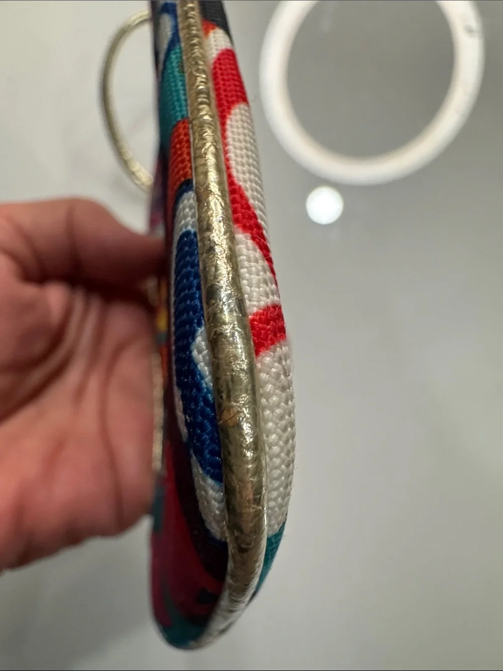 Coach Poppy Multicolor signature wristlet with gold accents and hangtag